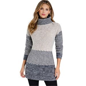 MaxMara Weekend Wool Blend Monochrome Turtleneck Tunic Length Sweater Size Small